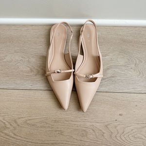 Zara Pointed Flat Leather Slingbacks